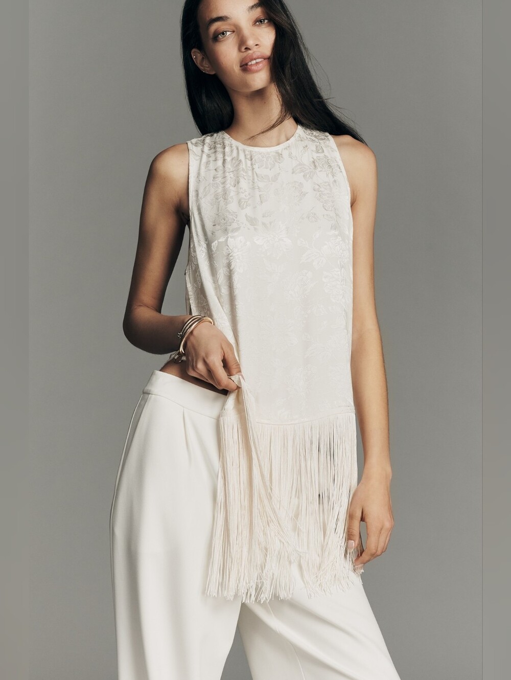 Anthropologie Dee Elly Sleeveless Fringe Top Size Medium